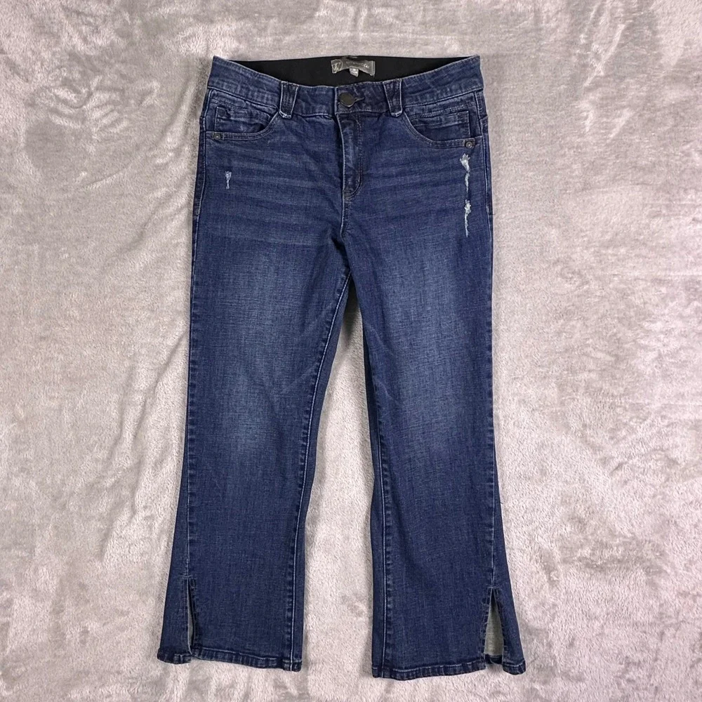 Wit & Wisdom Ab-solution Blue Cropped Flare Distressed Jeans Size 10 W31